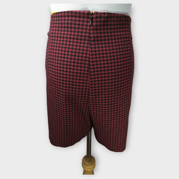 Zara Women Plaid Ruffled Split Skort Size L Burgundy/Black Size Large - Picture 5 of 6